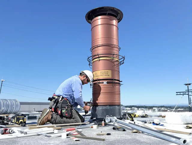 Installed chimney liner by Holliston Chimney Sweep in Holliston, MA