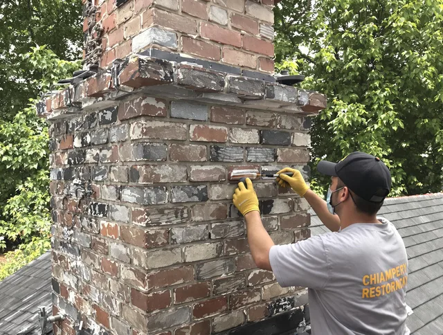 In-progress chimney restoration by Holliston Chimney Sweep in Holliston, MA