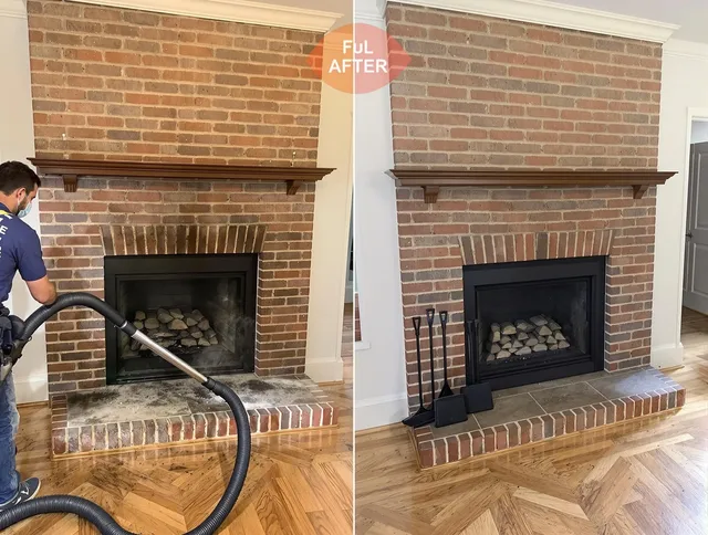 Holliston Chimney Sweep carefully sanitizing a fireplace in Holliston, MA