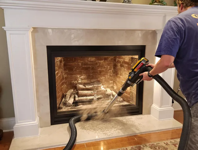 Fireplace cleaning performed by Holliston Chimney Sweep in Holliston, MA