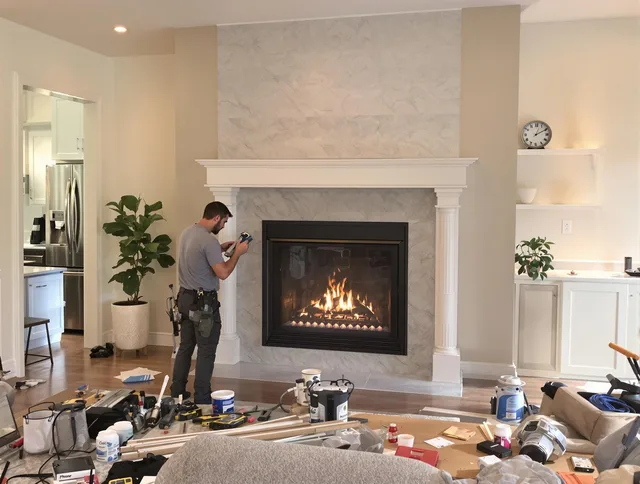Newly installed fireplace by Holliston Chimney Sweep in Holliston, MA